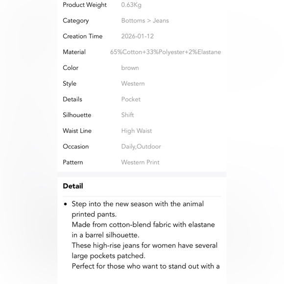 LAST ONES Stylish Cow Print Women's Jeans. size 12 on www.haloandharley.com - Picture 5 of 5